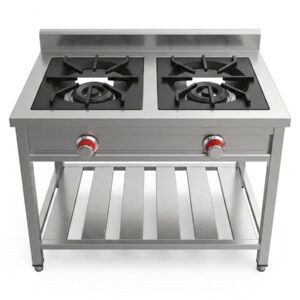 cocina a gas 2 hornillas industrial de acero inoxidable