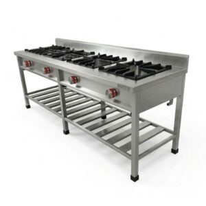 cocina a gas 4 hornillas industrial de acero inoxidable